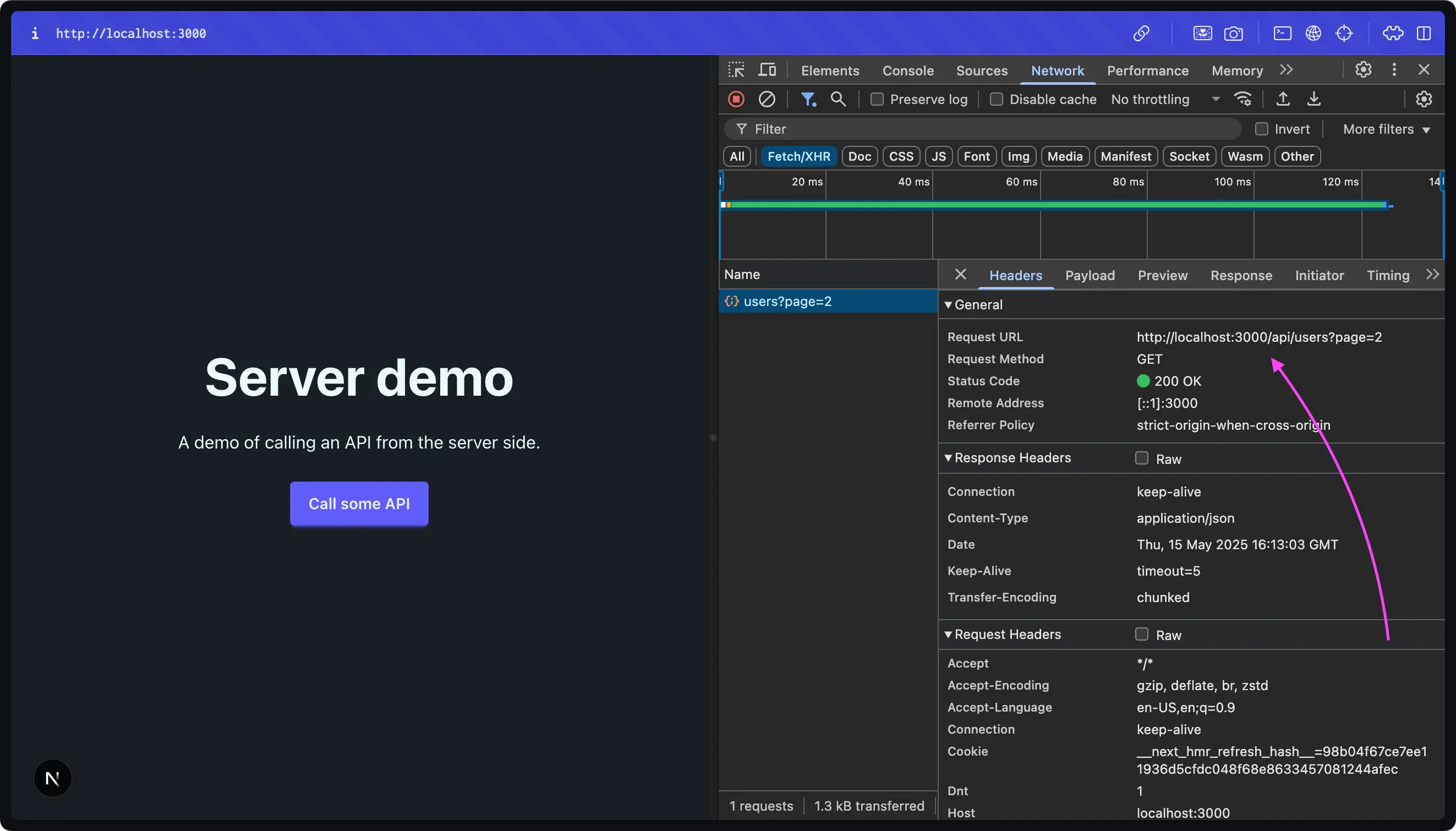 API call through server side in nextjs