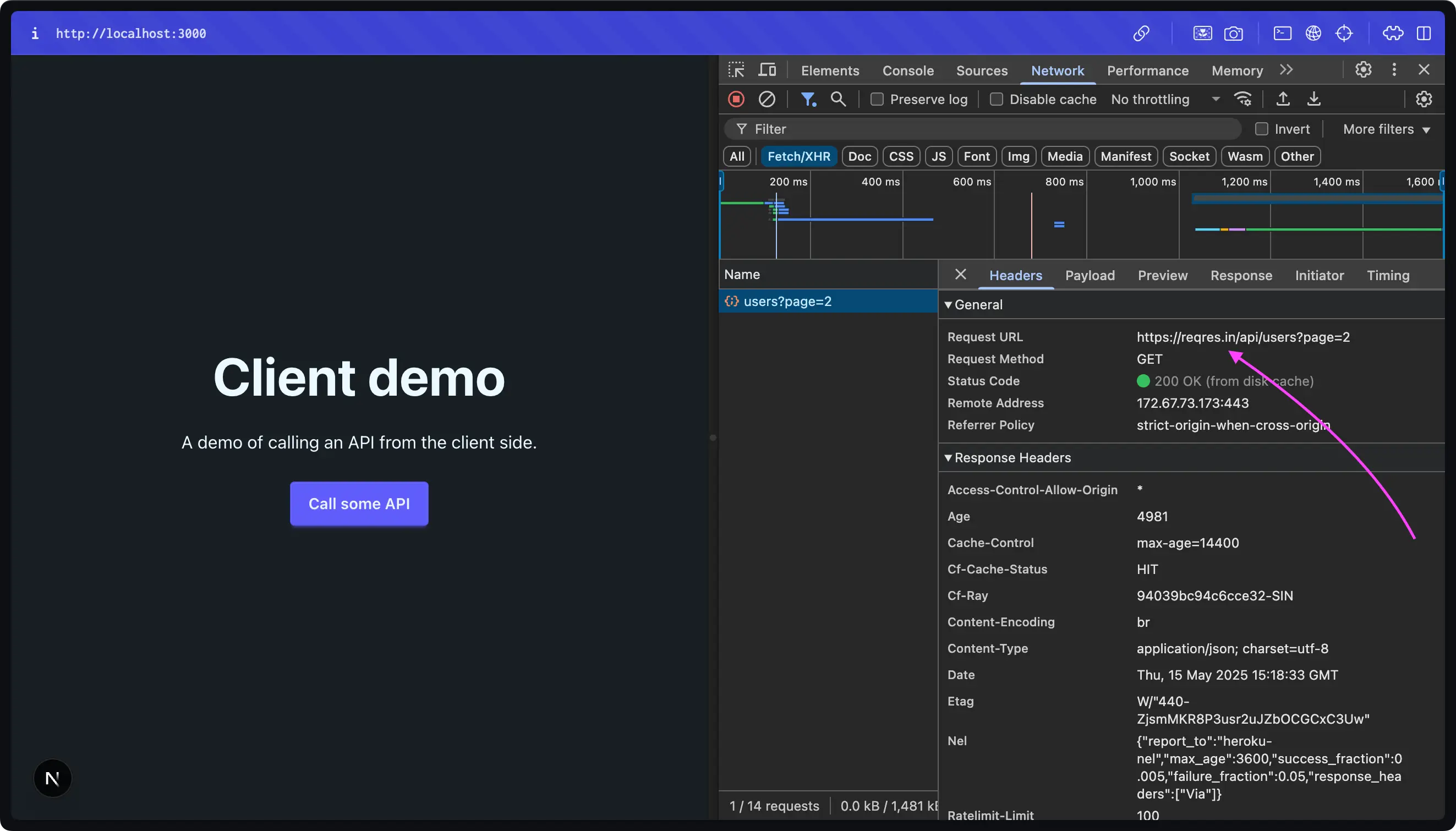 API call through client side in nextjs